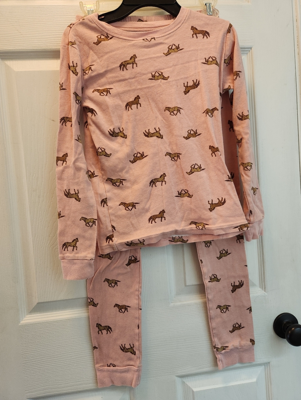 Carters Kids Long Sleeve Pink Horse Print Pajama Set